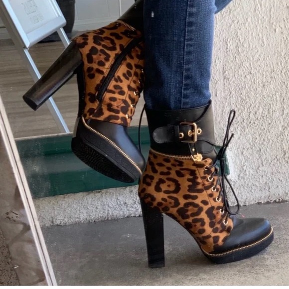 Italina Shoes - Italina Leopard  Ankle Bootie boots platform chunky heel